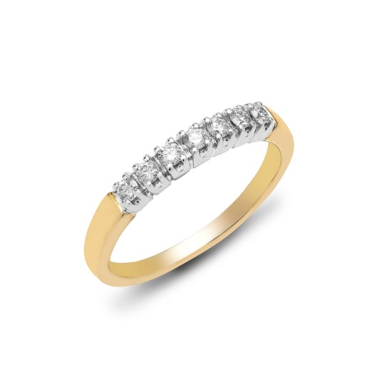 9ct Yellow Gold Diamond 7 Stone Half Eternity Ring