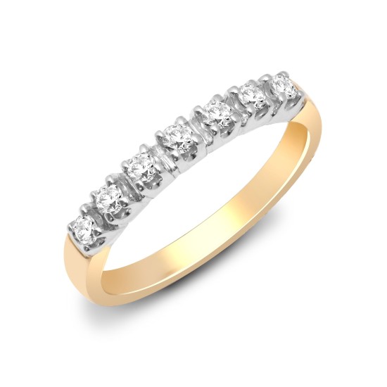 9ct Yellow Gold Diamond 7 Stone Half Eternity Ring
