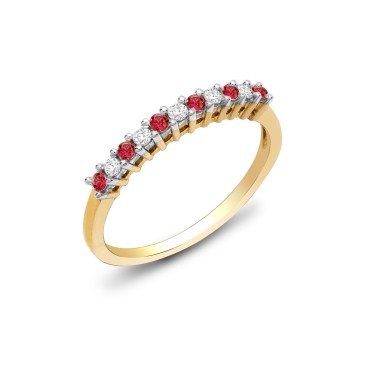 9ct Yellow Gold Diamond And Ruby Ring