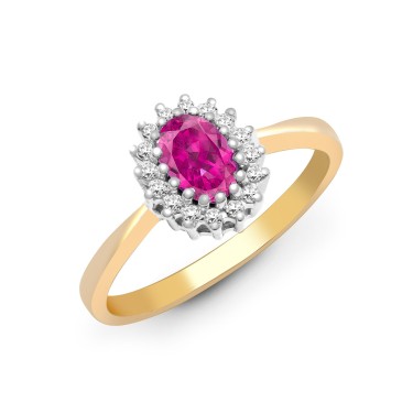 9ct Yellow Gold Diamond And Pink Sapphire Ring