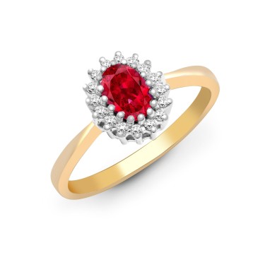 9ct Yellow Gold Diamond And Ruby Ring