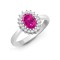 9ct White Gold Diamond And Pink Sapphire Ring