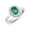 9ct White Gold Diamond And Emerald Ring