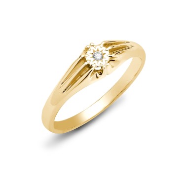 9ct Yellow Gold Gents Diamond Ring