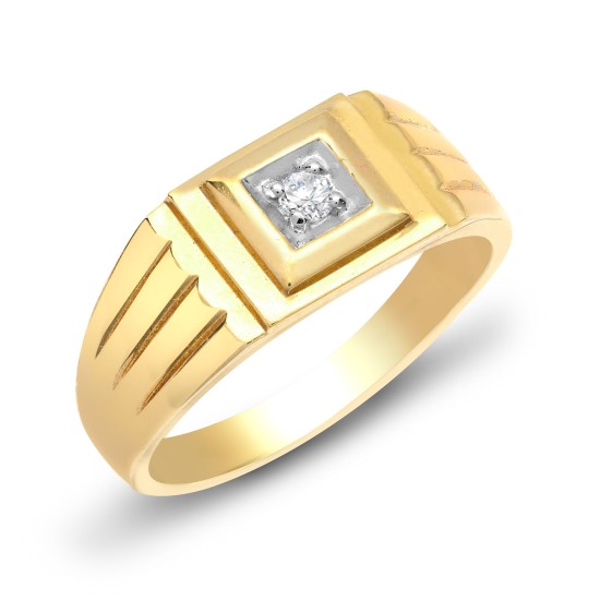 9ct Yellow Gold Gents Diamond Ring