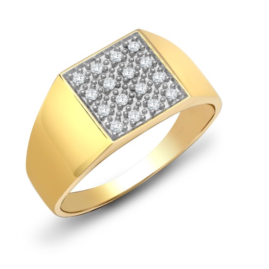 9ct Yellow Gold Gents Diamond Ring