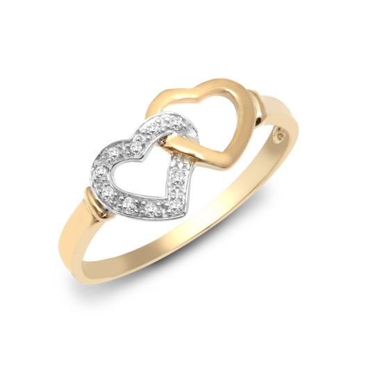 9ct Yellow Gold Diamond Heart Ring