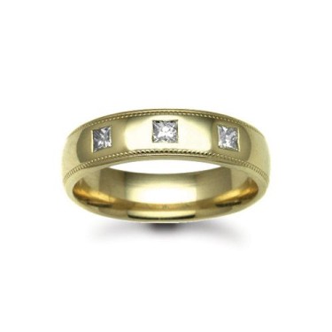 9ct Gold Yellow Diamond Rubover set Wedding Ring 8mm