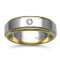 9ct Gold 2 Colour Diamond Rubover set Wedding Ring 7mm