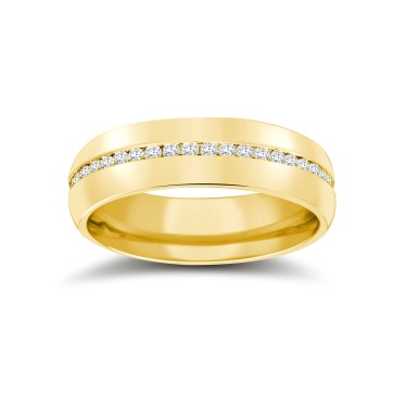 9ct Yellow Gold RBC Court Diamond Wedding Band Fully Set - 5mm - 50pts 5mm