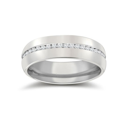 9ct White Gold RBC Court Diamond Wedding Band Fully Set - 6mm - 70pts