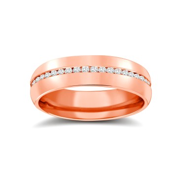 9ct Rose Gold RBC Court Diamond Wedding Band Fully Set - 4mm - 50pts 4mm