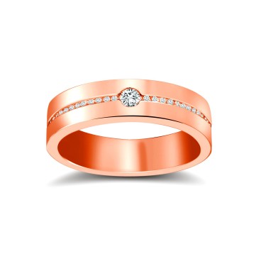 9ct Rose Gold RBC Flat Court Diamond Wedding Band Half Set - 4mm - 28pts 4mm