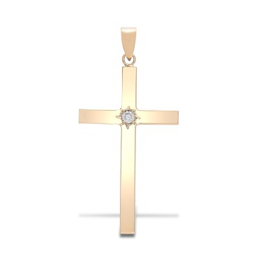 9ct Yellow Gold Diamond Cross
