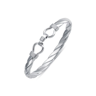 925 Silver Twisted D Shape Wire Stirrup Bangle