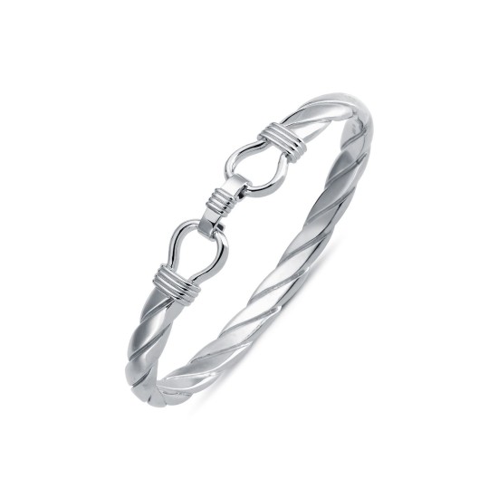 925 Silver Twisted D Shape Wire Stirrup Bangle
