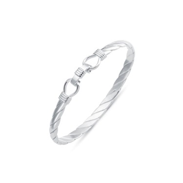 925 Slver Twisted D Shape Wire Stirrup Bangle
