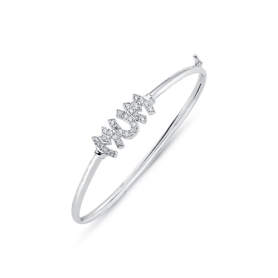 925 Silver CZ Set Mum Bangle