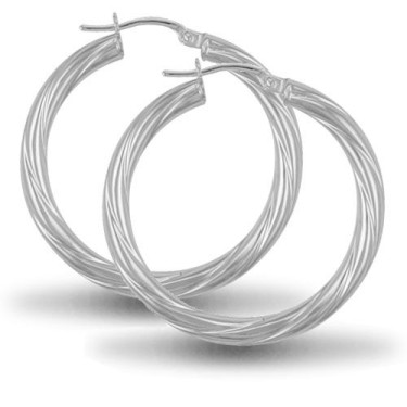 925 Sterling Silver Twist Hoop Earrings