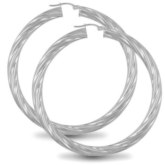 925 Sterling Silver Twist Hoop Earrings