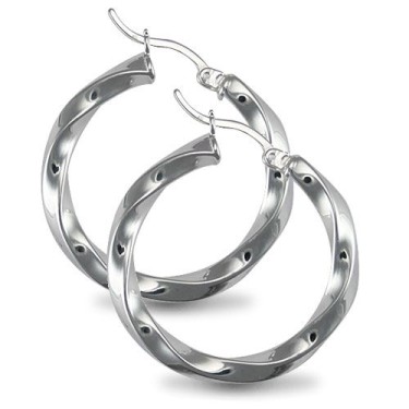 JN Jewellery 925 Silver Candy Twist Hoop Earrings
