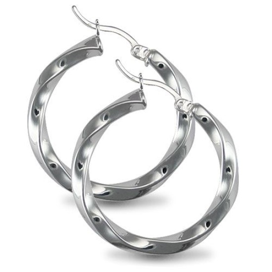 JN Jewellery 925 Silver Candy Twist Hoop Earrings