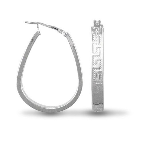 JN Jewellery 925 Silver Greek Key Hoop Earrings