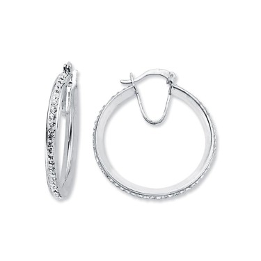 925 Silver Resin Set Hoop Earrimgs