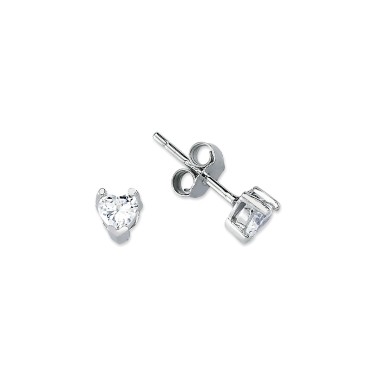925 Silver Heart Shape Cubic Zirconia Studs