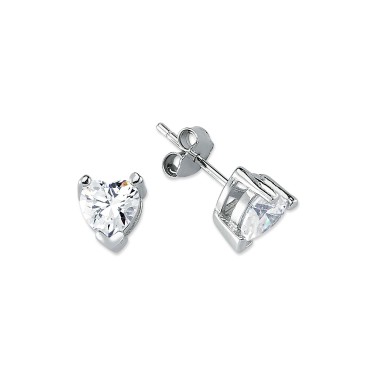 925 Silver 6mmHeart Shape CZ Studs