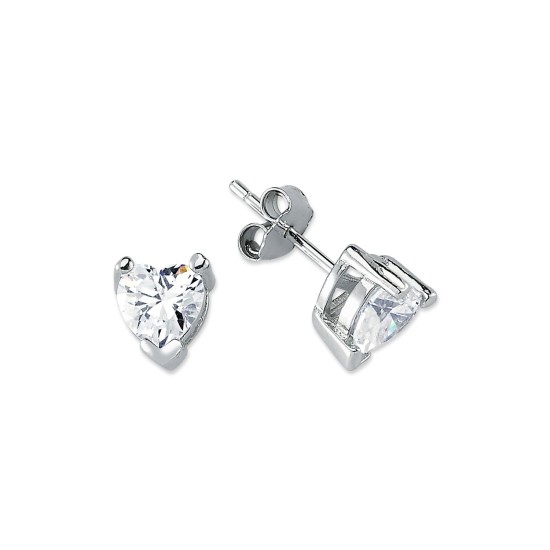 925 Silver 6mmHeart Shape CZ Studs