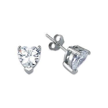 925 Siver 8mm Heart Shape CZ Studs