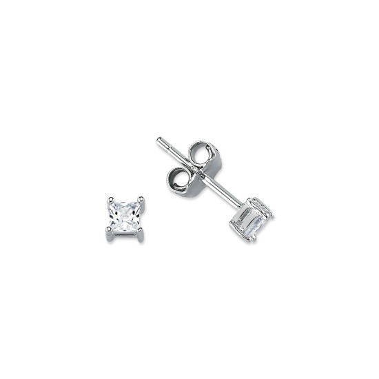 925 Silver 3mm CZ Set Studs Square