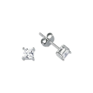 925 Silver 4mm CZ Set Studs Square