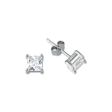 925 Silver 5mm CZ Set Studs Square