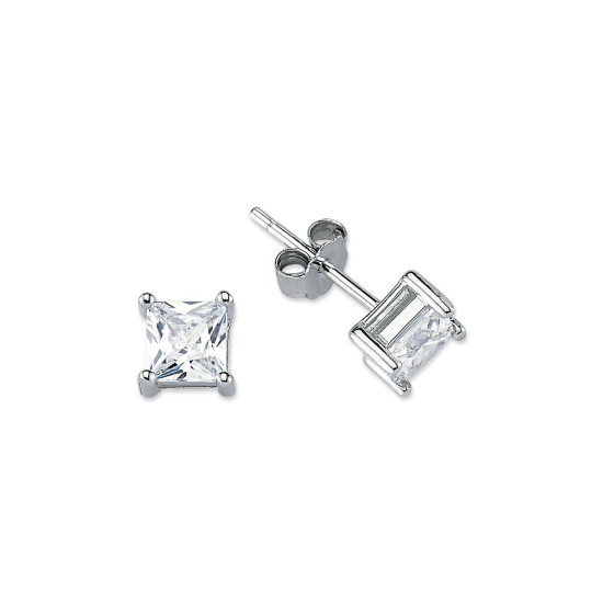925 Silver 5mm CZ Set Studs Square