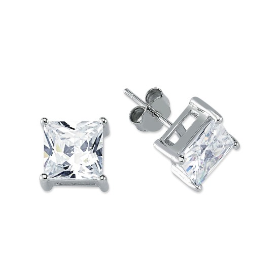 925 Silver 8mm CZ Set Studs Square