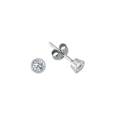 925 Silver 5mm CZ Set Rub Over Stud Earrings