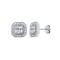 925 Silver Square CZ Set Halo Stud Earrings
