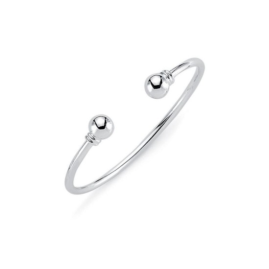 925 Sterling Silver Solid Torque Baby / Childrens Bangle.