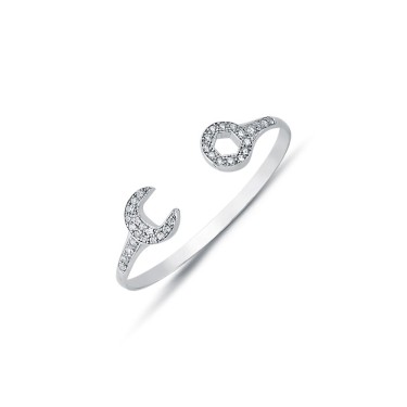 925 Sterling Silver Solid CZ Set Spanner Baby / Childrens Bangle