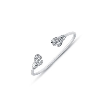 925 Sterling Silver CZ Set Boxing Glove Baby / Childrens Bangle
