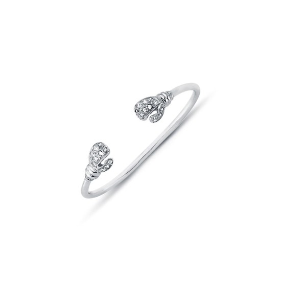 925 Sterling Silver CZ Set Boxing Glove Baby / Childrens Bangle