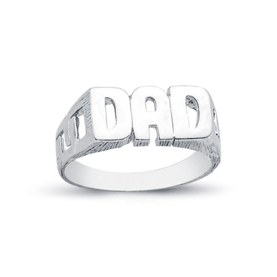 925 Silver Dad Ring Curb Shoulders