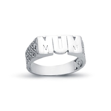 925 Silver Mum Ring Filligree Shoulders