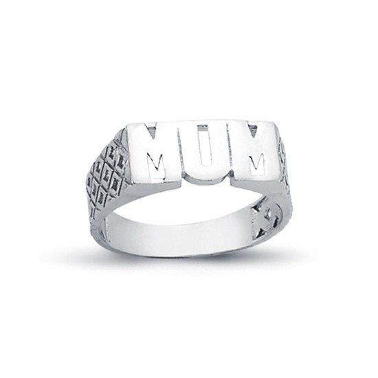 925 Silver Mum Ring Filligree Shoulders