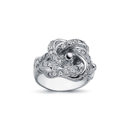 925 Silver CZ Set Knot Ring