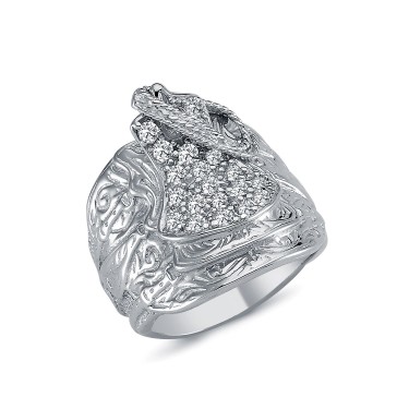 925 Silver CZ Set Saddle Ring