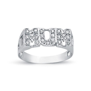 925 Silver CZ Set Mum Ring Curb Shoulders