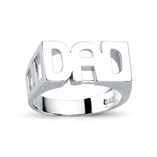 925 Silver Dad Ring Curb Shoulders